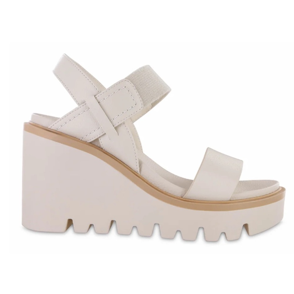 MIA Tan and White Platform Sandals with Chunky Sole